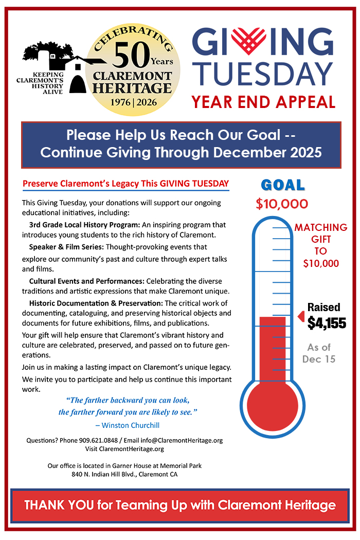 Claremont Heritage Giving Tuesday 2025