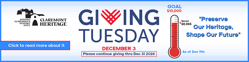 Claremont Heritage Giving Tuesday Fundraising to benefit 3rd Graders History Program