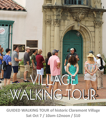 Claremont Village Walking Tour Sat Oct 7 | 10am-12noon