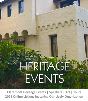 2025 Claremont Heritage listings of events | Speakers | Art | Tours